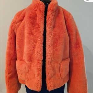 Anthropologie dRA Vibrant Coral Teddy Jacket